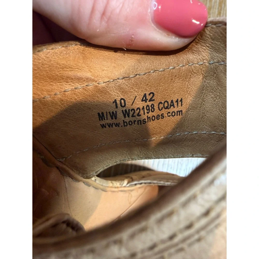Born Zee Platform Leather Wedge Sandal Cork‎ Taupe Size 10/42